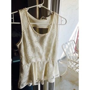 White crochet peplum tank top